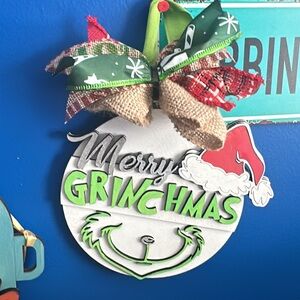 Merry Grinchmas Holiday Ornament - Green and Red